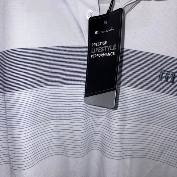 Travis Mathew Coastal Chest Stripe Polo Size Medium White New w/ Tags - Picture 8 of 16